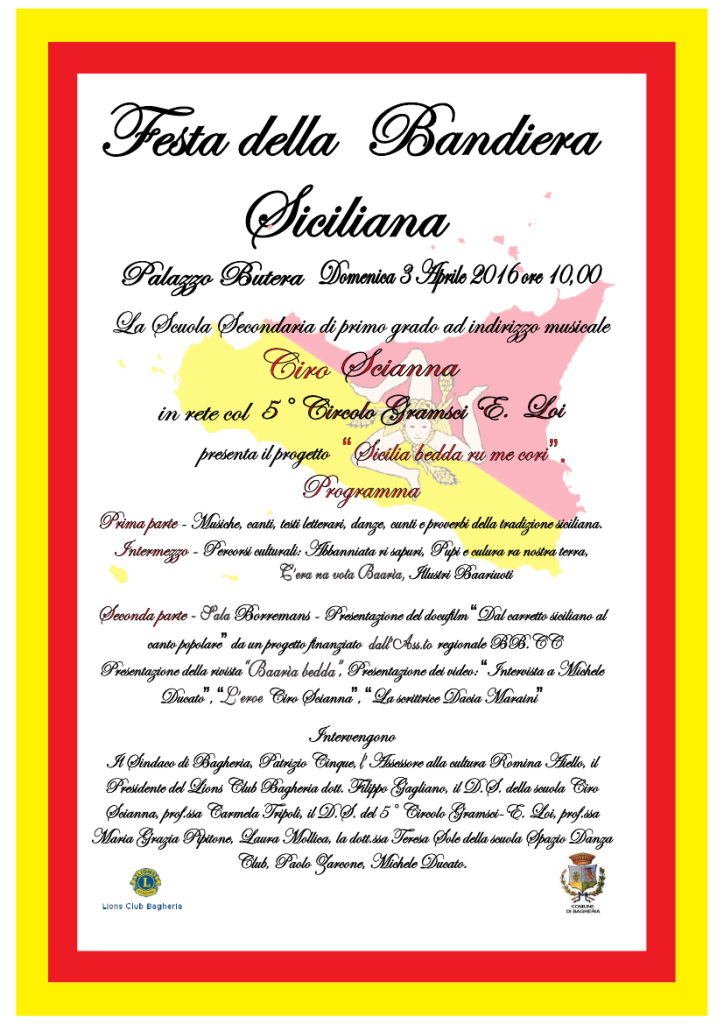 Locandina Festa della bandiera siciliana