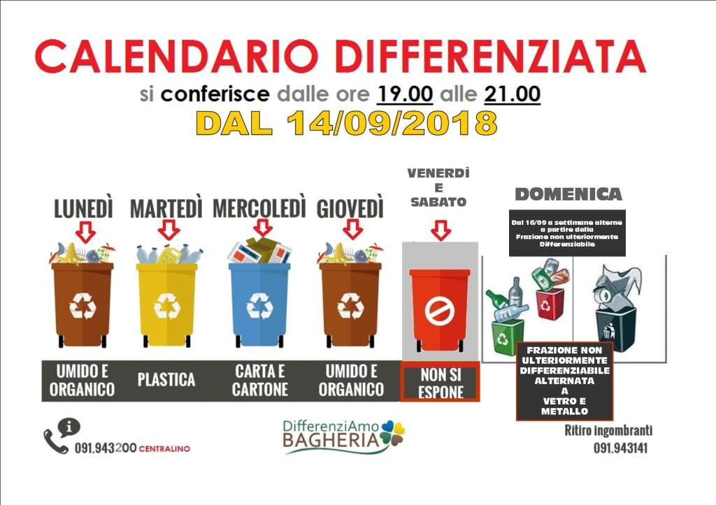 Raccolta differenziata: cambia il calendario. L'indifferenziato si  conferirà ogni 15 giorni alternativamente a vetro e metalli - Città di  Bagheria